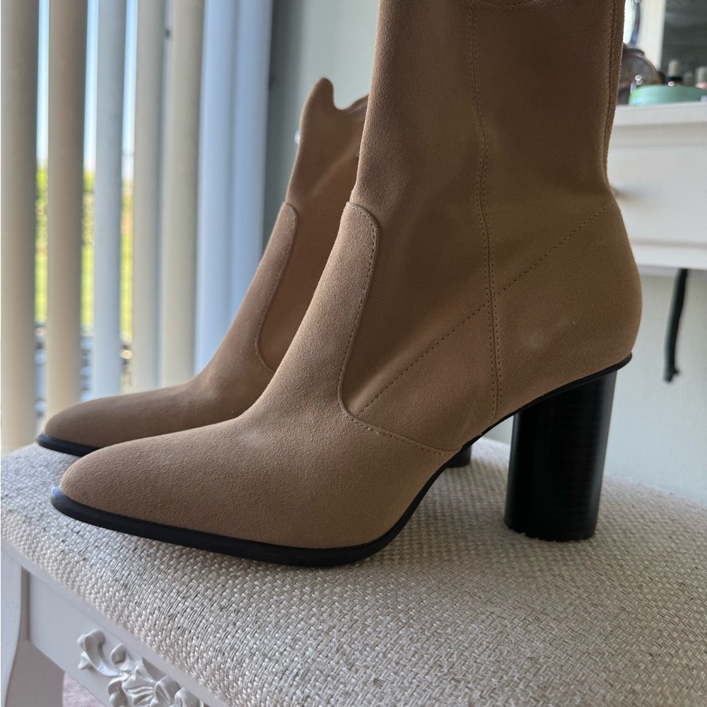 Zara New Genuine Suede Elegant Tan Women's Boots